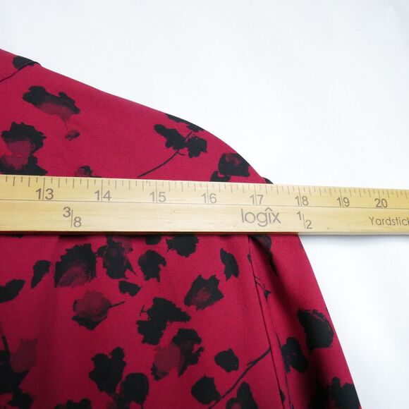Simply Vera Verawang Top Womens Size L Red Floral  Long Sleeve Pull Over Blouse - Picture 9 of 13